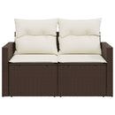 2-personers havesofa med hynder polyrattan brun