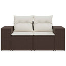 2-personers havesofa med hynder polyrattan brun