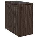 havesidebord med glastop 58x27,5x55 cm polyrattan brun