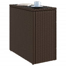 havesidebord med glastop 58x27,5x55 cm polyrattan brun