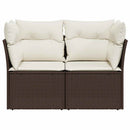 2-personers havesofa med hynder polyrattan brun