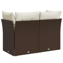 2-personers havesofa med hynder polyrattan brun