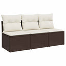 3-personers havesofa med hynder polyrattan brun