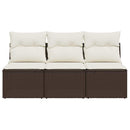 3-personers havesofa med hynder polyrattan brun