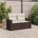 2-personers havesofa med hynder polyrattan brun