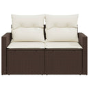 2-personers havesofa med hynder polyrattan brun