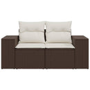 2-personers havesofa med hynder polyrattan brun