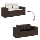 2-personers havesofa med hynder polyrattan brun