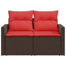 havesofa med hynder 2-personers brun polyrattan