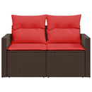havesofa med hynder 2-personers brun polyrattan