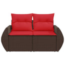 havesofa med hynder 2-personers brun polyrattan