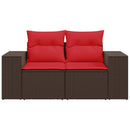 havesofa med hynder 2-personers brun polyrattan