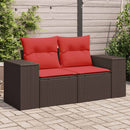 havesofa med hynder 2-personers brun polyrattan