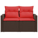 havesofa med hynder 2-personers brun polyrattan