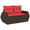 havesofa med hynder 2-personers brun polyrattan