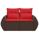 havesofa med hynder 2-personers brun polyrattan