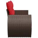 havesofa med hynder 2-personers brun polyrattan