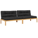 midtermoduler til pallesofa 2 stk. med hynder massivt akacietræ