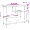 konsolbord 100x30x75 cm konstrueret træ sort