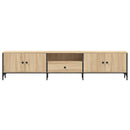 tv-bord med skuffe 200x25x44 cm konstrueret træ sonoma-eg