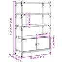 bogreol med 3 hylder 70x30x109,5 cm konstrueret træ røget eg
