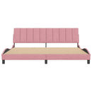 sengeramme uden madras Hanko 200x200 cm fløjl pink