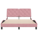 sengeramme uden madras 140x200 cm fløjl pink