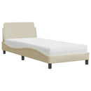 seng med madras Dover 80x200 cm stof cremefarvet