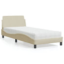 seng med madras Dover 90x200 cm stof cremefarvet