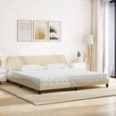 seng med madras Dover 200x200 cm stof cremefarvet