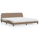 seng med madras Dover 200x200 cm kunstlæder cappuccinofarvet