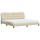 seng med madras Hvar 200x200 cm stof cremefarvet