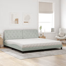 seng med madras 200x200 cm velour lysegrå
