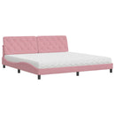 seng med madras 200x200 cm velour lyserød