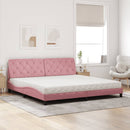 seng med madras 200x200 cm velour lyserød