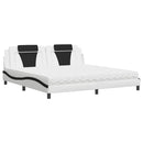 Seng Viana med madras 200x200 cm kunstlæder hvid og sort