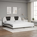 Seng Viana med madras 200x200 cm kunstlæder hvid og sort