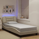 sengeramme med LED uden madras Hvar 90x190 cm stof cremefarvet