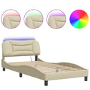 sengeramme med LED uden madras Hvar 100x200 cm stof creme