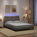 sengeramme med LED uden madras Hvar 120x200 cm stof gråbrun