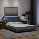 sengeramme med LED uden madras Hvar 140x190 cm stof lysegrå