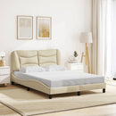 sengeramme med LED uden madras Hvar 140x190 cm stof cremefarvet