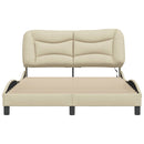 sengeramme med LED uden madras Hvar 140x190 cm stof cremefarvet
