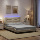 sengeramme med LED uden madras Hvar 140x190 cm stof cremefarvet