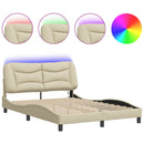 sengeramme med LED uden madras Hvar 140x200 cm stof cremefarvet