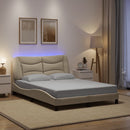 sengeramme med LED uden madras Hvar 140x200 cm stof cremefarvet