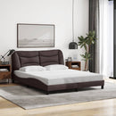 sengeramme med LED uden madras Hvar 160x200 cm stof mørkebrun