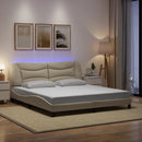 sengeramme med LED uden madras Hvar 180x200 cm stof cremefarvet