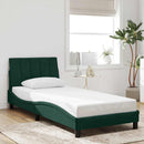 sengeramme med LED uden madras Hanko 80x200 cm velour mørkegrøn