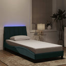 sengeramme med LED uden madras Hanko 80x200 cm velour mørkegrøn